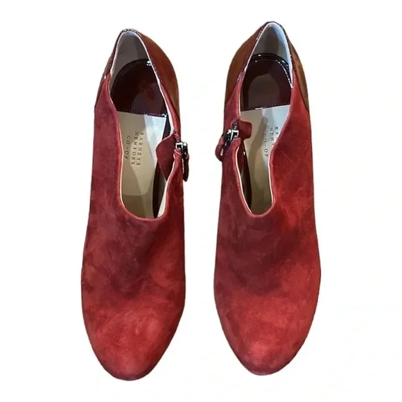Barneys New York Co-Op Burgundy Suede Platform Ankle Booties Size 9 - Picture 9 of 12